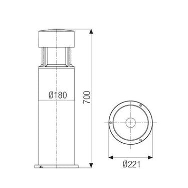 Greta Big Led 25W 3000°K H. 70Cm Vetro Satinato